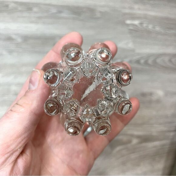 RETRO REIMS Pair Candle Holders Home Decor 1970s Pair Heavy Glass Candleholders - Picture 4 of 8